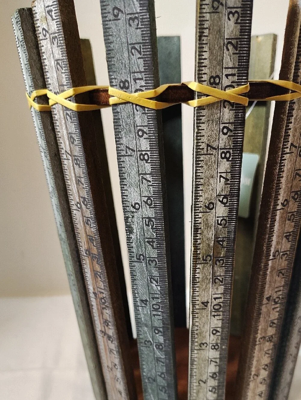 Wood Ruler Accent Vase - Multicolor Wood & Metal